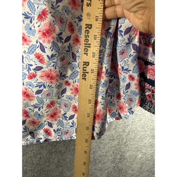 Talbots Plus Petite Floral Print Rayon Blouse Women 2X Petite Pink Blue Boho - Picture 4 of 7